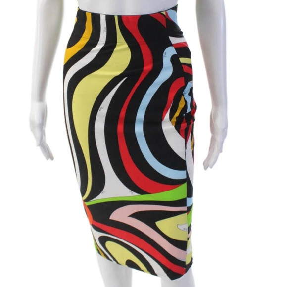 Emilio Pucci pattern midi skirt black multicolor small | Poshmark