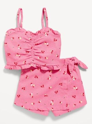 Printed Linen-Blend Ruffle-Trim Cami Top &#x26; Skort Set for Toddler Girls | Old Navy (US)