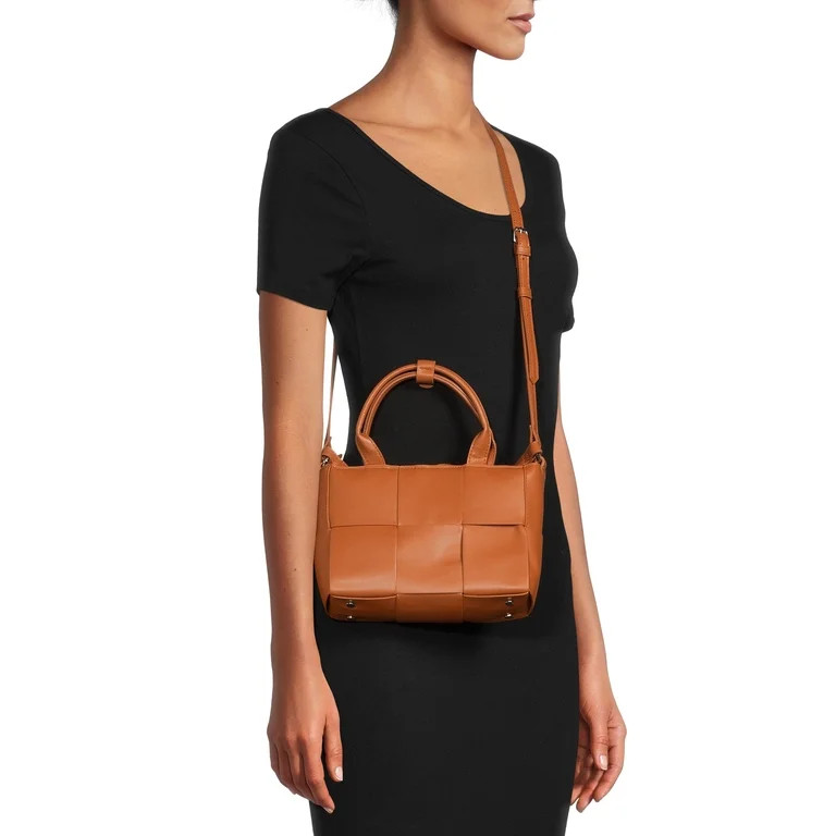 Jane & Berry Women's Adult Woven Satchel Handbag Cognac | Walmart (US)