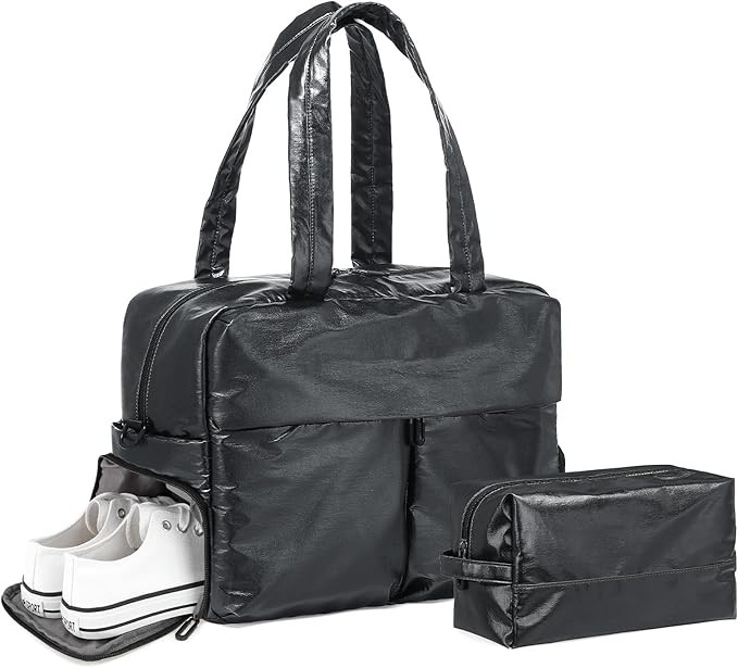45L Travel Duffle Bag Waterproof Carry on Bag for Women, Lightweight Weekender Bag with Shoe Pock... | Amazon (US)