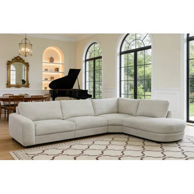 Modern Oversized Curved Sectional Sofa, L-Shaped Modular Couch With Solid Wood Frame & Cloud-Like Comfort For Living Room | Wayfair North America