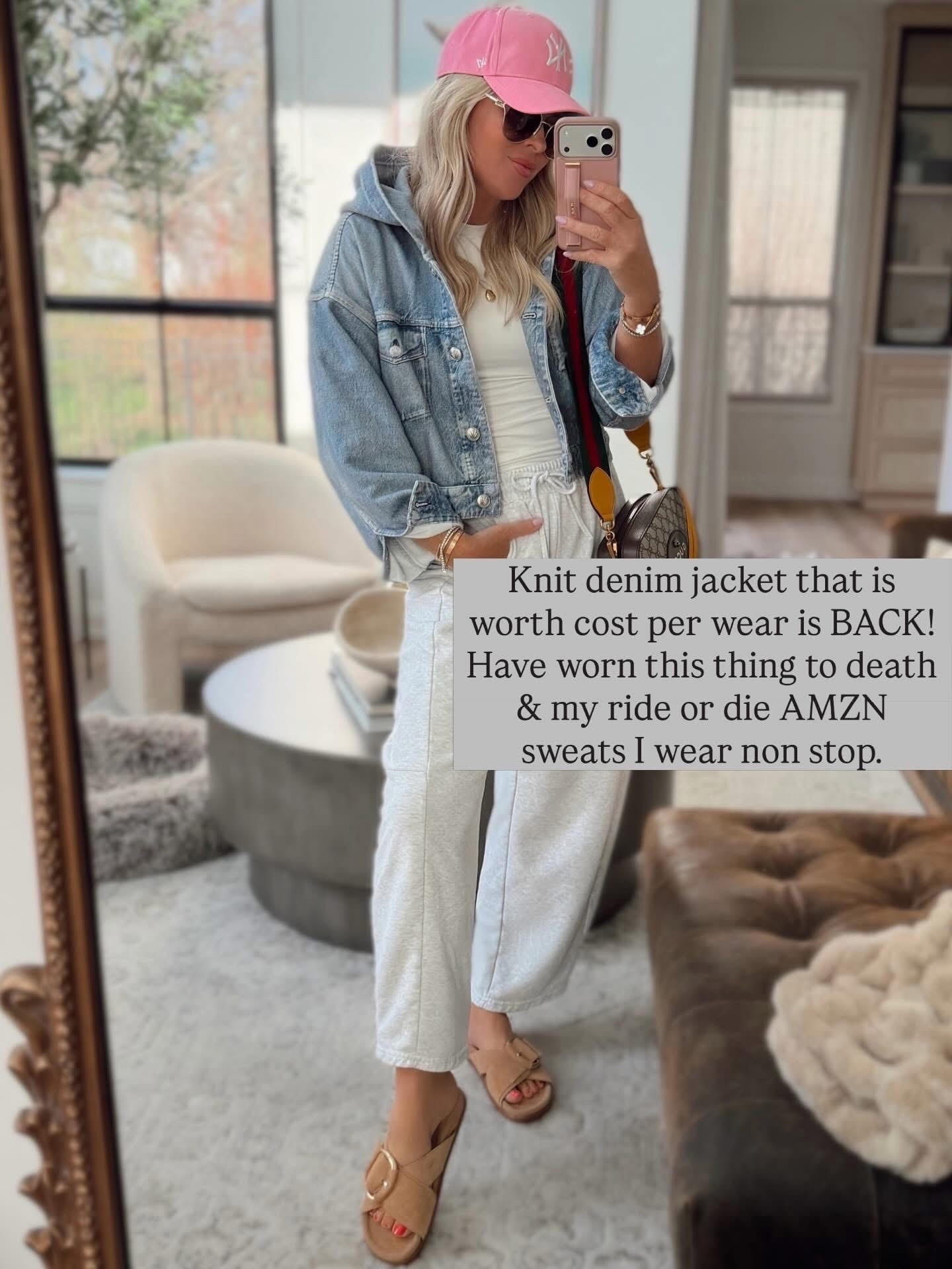 She’s back 🤍 my favorite knit denim jacket of all time is finally back in stock. Worth every cost per wear… it feels like a sweater but looks like denim. I literally live in this. Wearing a small.

Paired with my go-to Amazon sweats… they just dropped some fun new spring colors 🌸 I usually do a small, sometimes a medium—no huge difference.


Casual. Spring style. Sandals. Knit denim. Sweats. 

#LTKMothersDay #LTKgrwm #LTKootd
