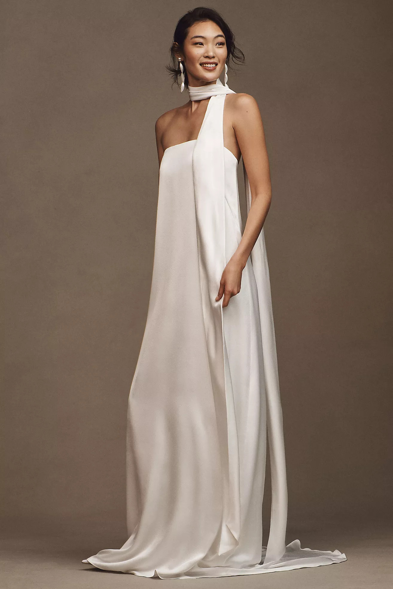 Jenny Yoo Celeste Strapless Satin Sheath Wedding Gown | Anthropologie (US)