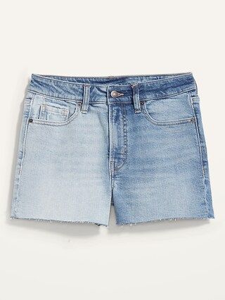 High-Waisted O.G. Straight Two-Tone Cut-Off Jean Shorts for Women -- 3-inch inseam | Old Navy (US)