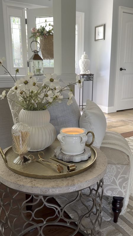 Summer tray styling. New vase, scallop candle tray from Studio McGee, favorite candle ships free, candle accessories, summer throw pillows, throw blanket, hanging basket on sale. Summer home decor accessories. #ltkxwalmart

#LTKSaleAlert #LTKVideo #LTKHome