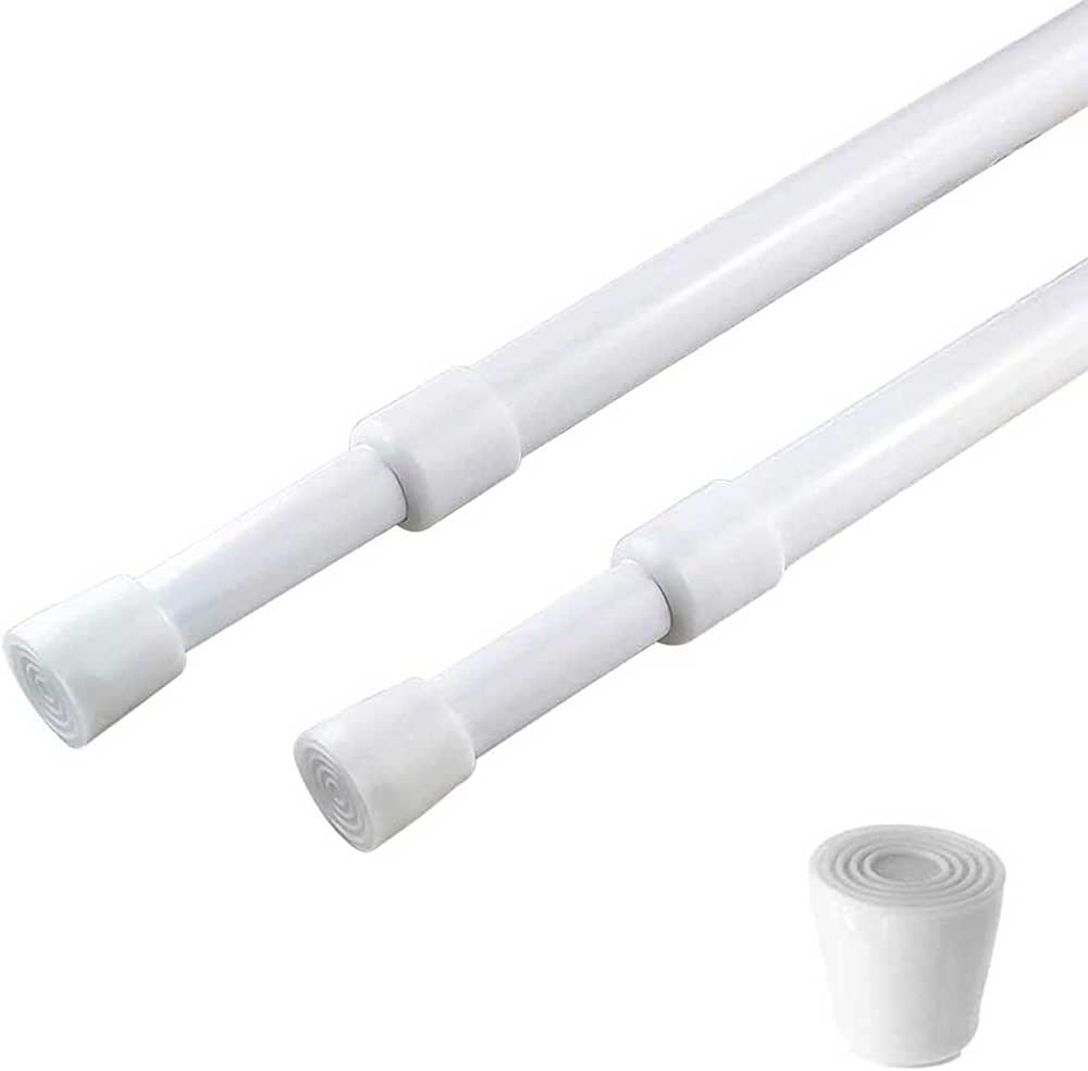 2 Pack Spring Tension Curtain Rod Adjustable 28-43 Inches，5/8" Diameter， White，Small Short ... | Amazon (US)