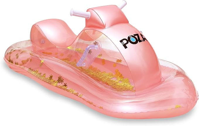 POZA Inflatable Snowmobile Sled- Luxurious Snow Sled with Handles and Filled with Gold Snowflake ... | Amazon (US)