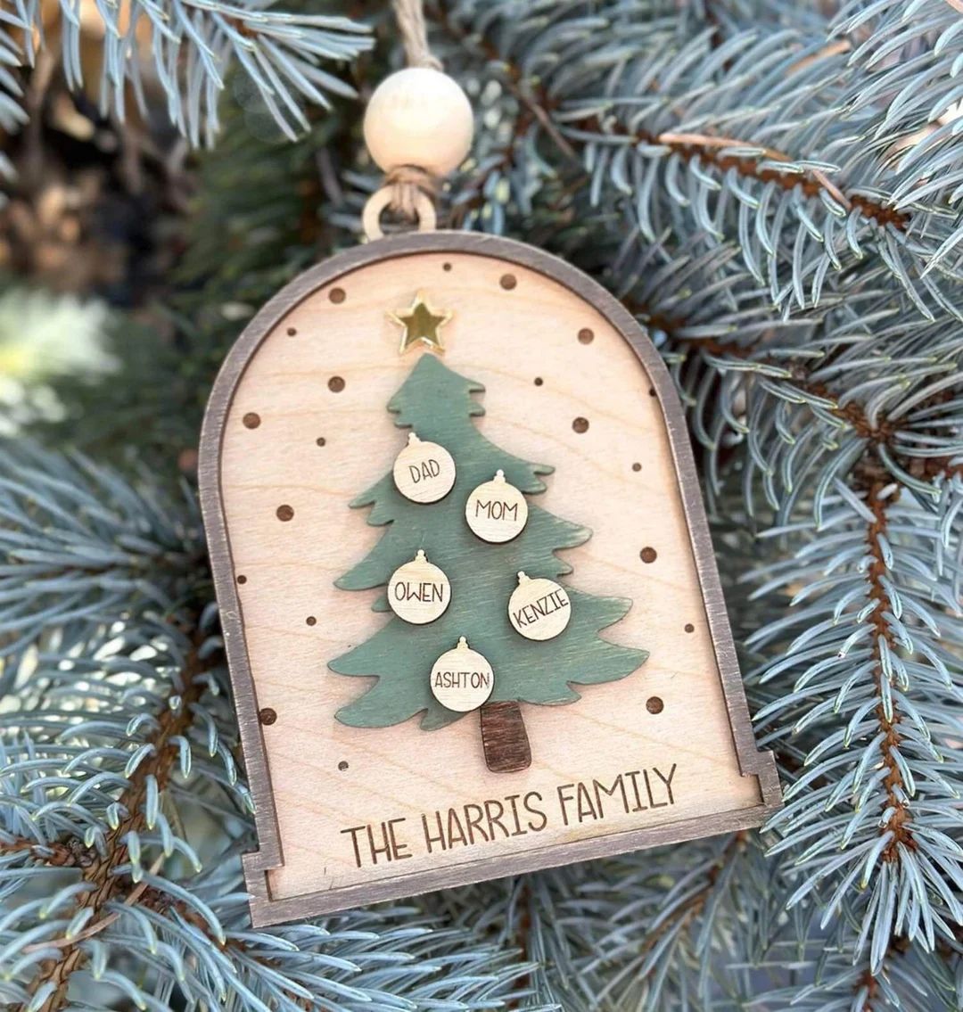 Tree Family Christmas Ornament Engraved Ornament Wood - Etsy | Etsy (US)