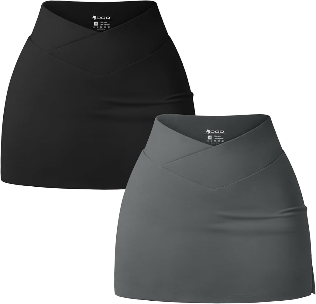 OQQ Women 2 Piece Yogs Skirts Basic Versatile Stretchy Casual High Waist Mini Skirts | Amazon (US)