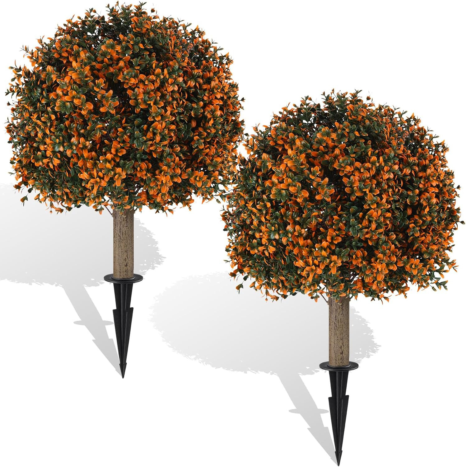 Hotop 2 Pcs Faux Topiary Ball Tree 23.6" Fall Boxwood Porch Garden Decor | Amazon (US)