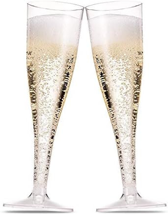 50 Plastic Champagne Flutes 5 Oz Clear Plastic Toasting Glasses Disposable Wedding Party Cocktail... | Amazon (US)