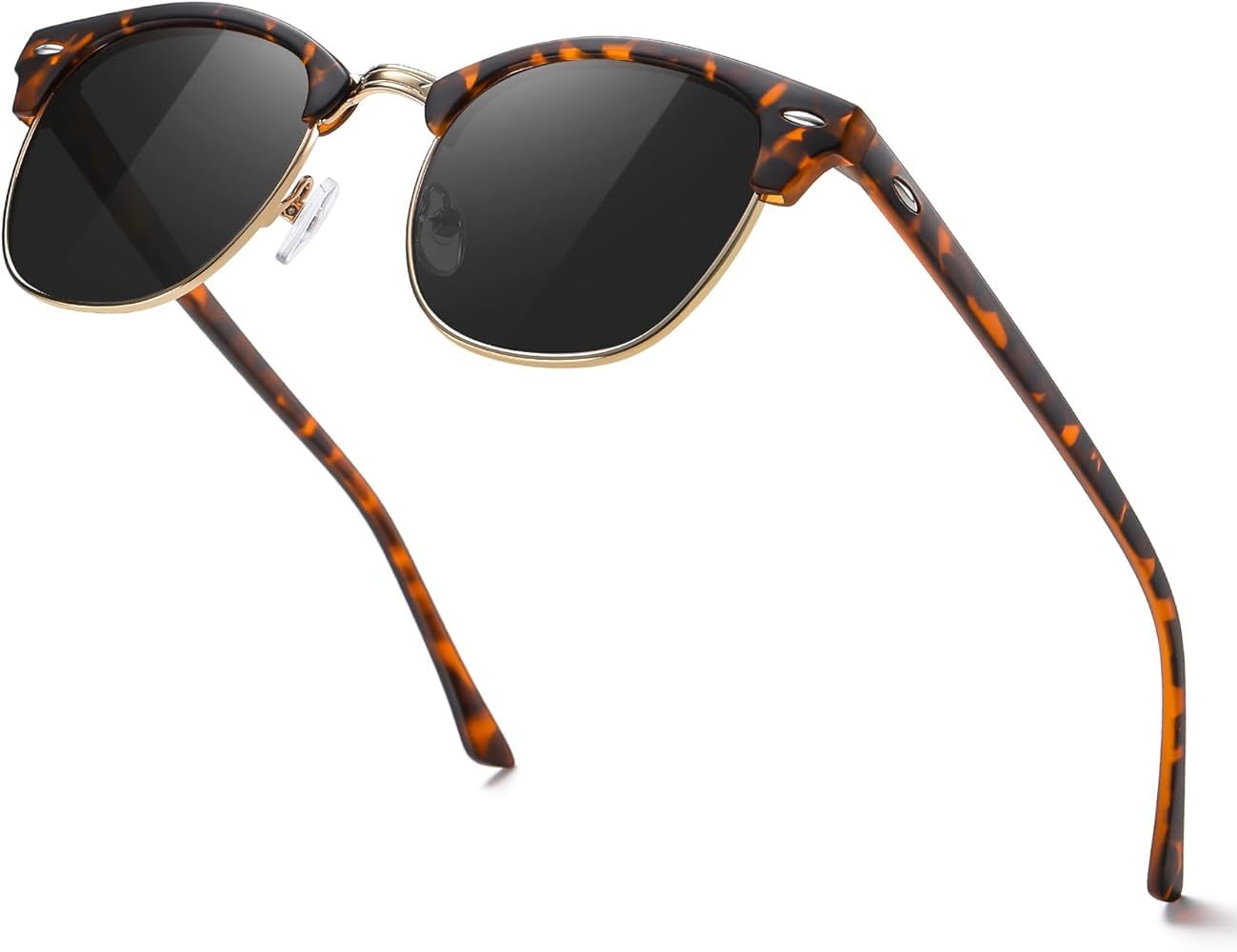 MEETSUN Retro Semi Rimless Polarized Sunglasses for Men Women Classic Trendy Driving Sun Glasses ... | Amazon (US)