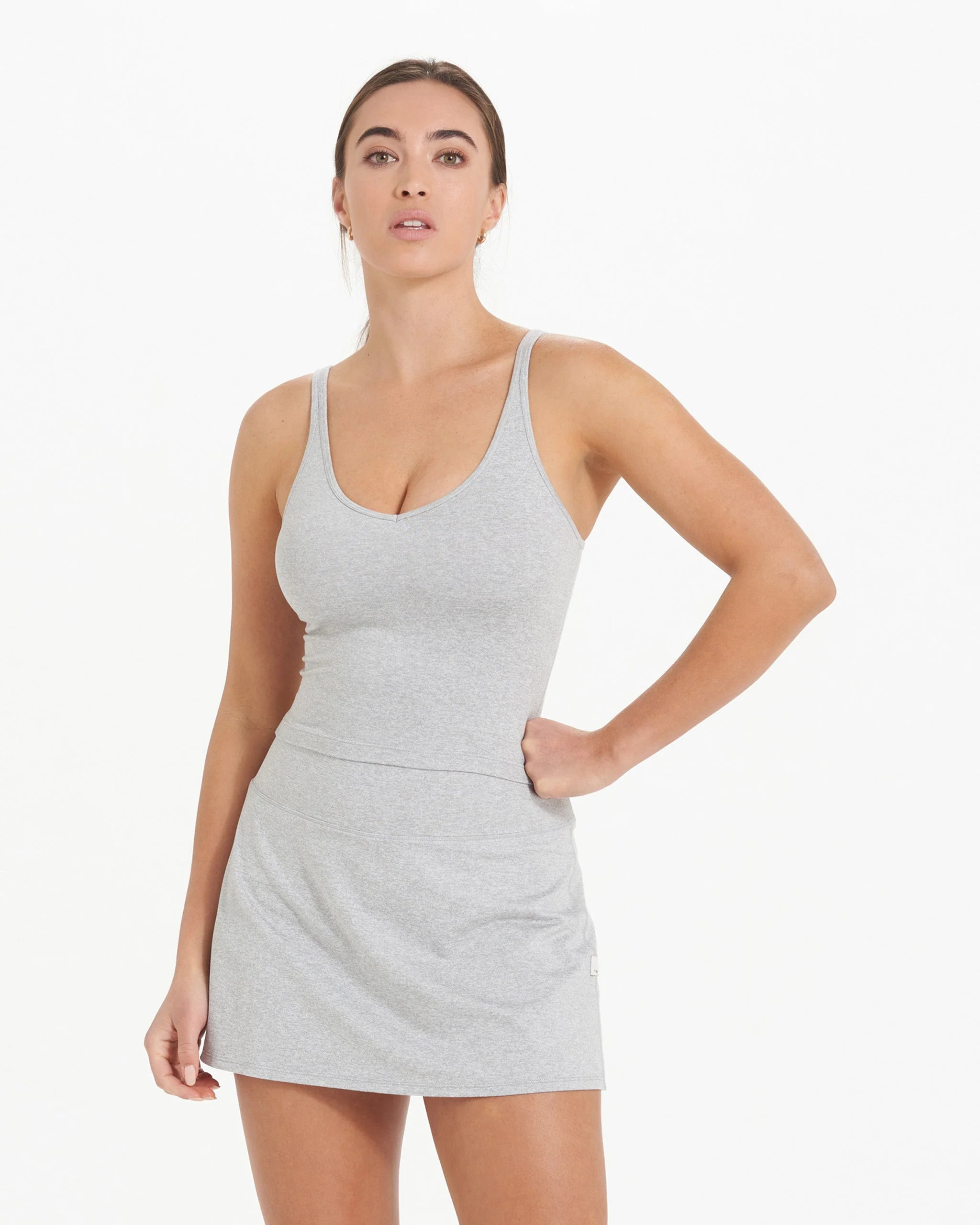 Halo Performance Crop | Pale Grey Heather | Vuori Clothing