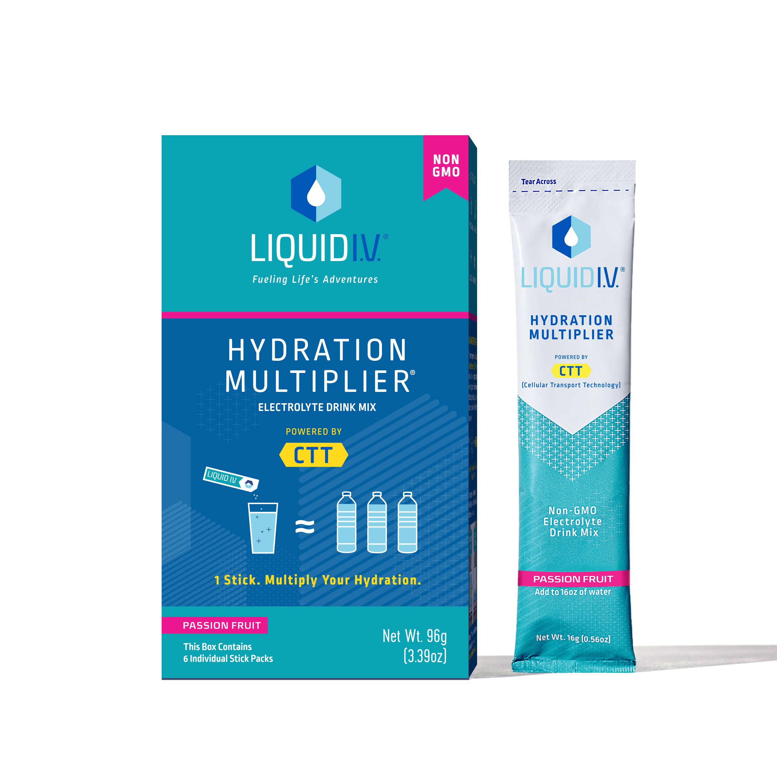 Liquid I.V. Hydration Multiplier, Passion Fruit, 6 Ct, Electrolyte Powder Packets | Walmart (US)