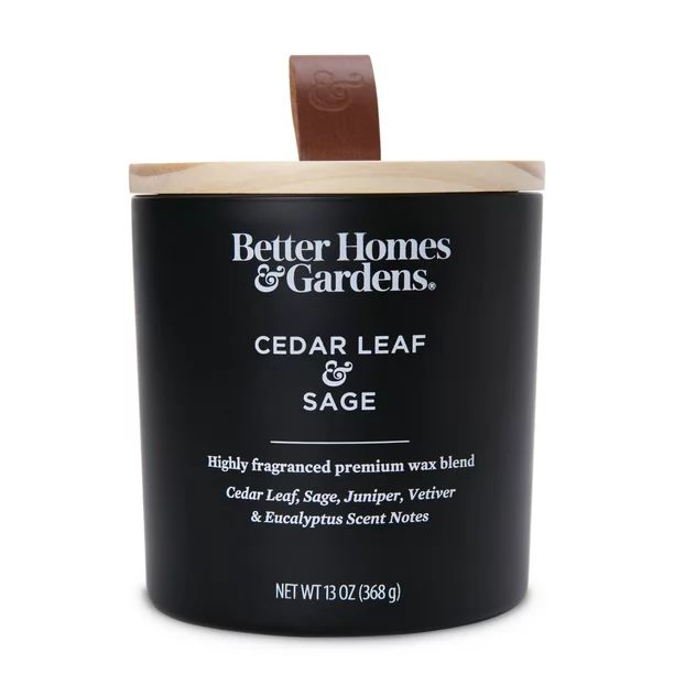 Better Homes & Gardens 13oz Cedar Leaf & Sage Scented Wooden Wick Jar Candle - Walmart.com | Walmart (US)