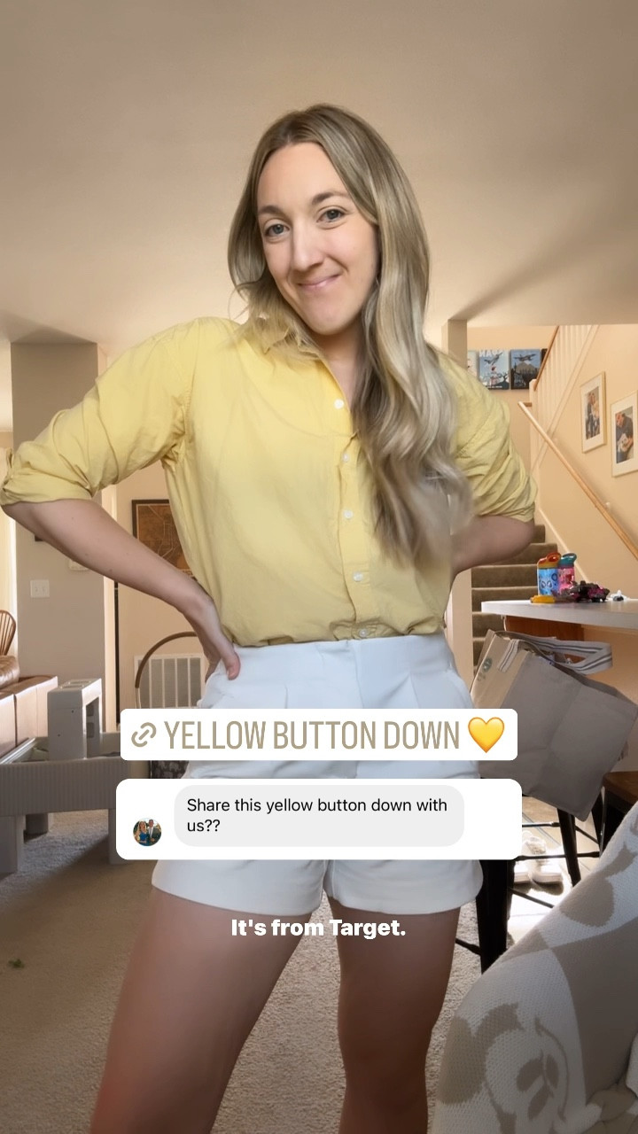 Perfect spring/summer outfit - women’s button down, spring shirt, summer shirt, casual spring outfit, casual spring shirt, yellow women’s button down, yellow shirt, mom style, mom shirt, mom outfit

#LTKstyletip #LTKxTarget #LTKfindsunder50