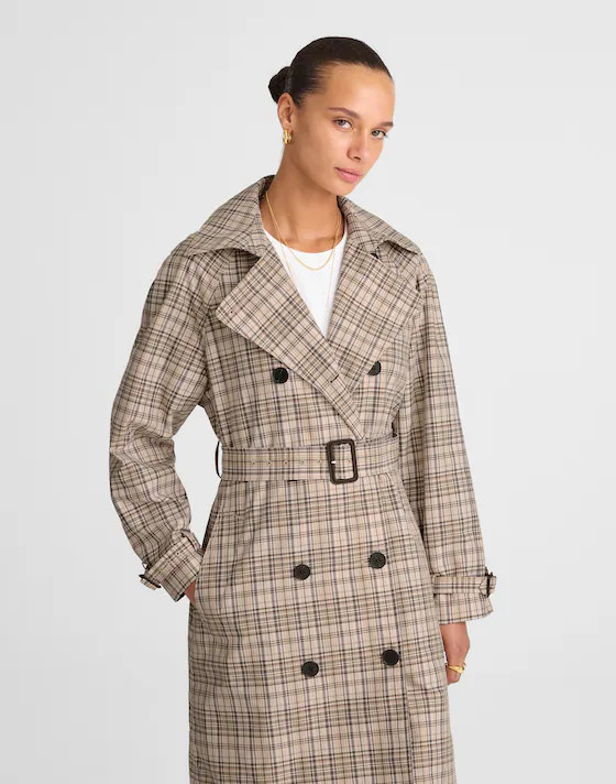 Double-Breasted Trench Coat in Plaid | Madewell | Madewell