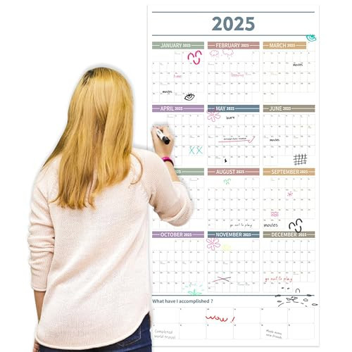 GuassLee Large Yearly Wall Calendar 2025, Full Year Calendar One Page, Jan 2025- Dec 2025, Annual Wall Calendar 2025, 24"X 48" Wall Calendar 2025 Large with Foam Stickers | Amazon (US)
