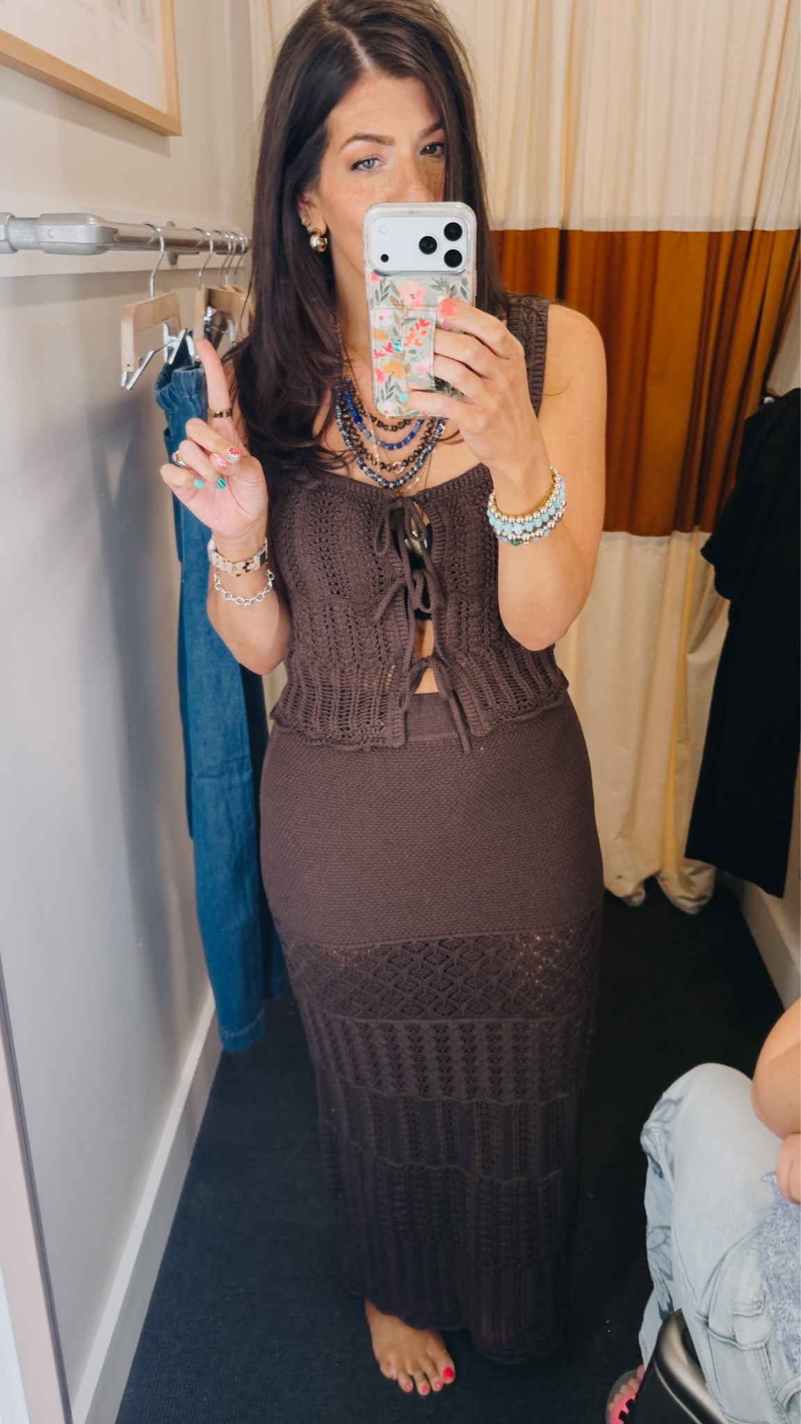 In a small crochet too and medium sweater

#LTKSwim #LTKMidsize #LTKTall