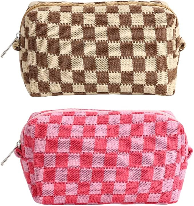 Makeup Bag Cosmetic Bag for Women,1Pcs Large Capacity Makeup Bags and 1Pcs Pencil Case Makeup Bru... | Amazon (US)