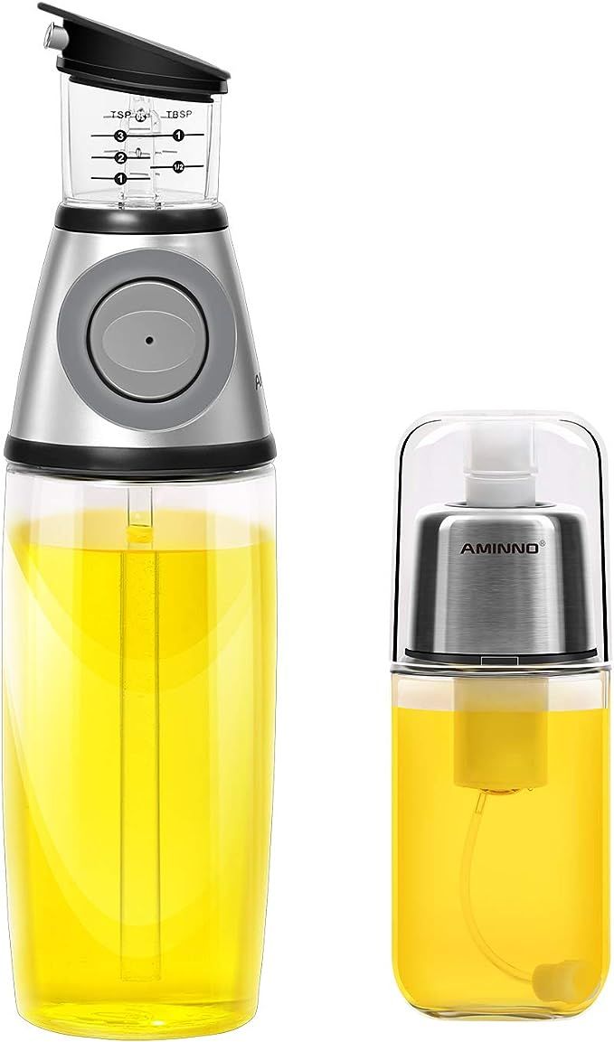 AMINNO Oil Sprayer and Oil Dispenser Press Measure - Pump Style Mister for Cooking Glass Oil Spra... | Amazon (US)