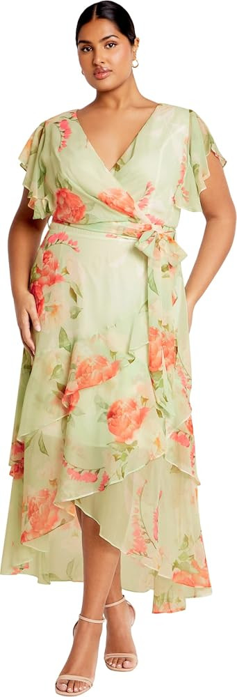 City Chic Women's Plus Size Maxi Dress - Flirty Tier Print | Amazon (US)