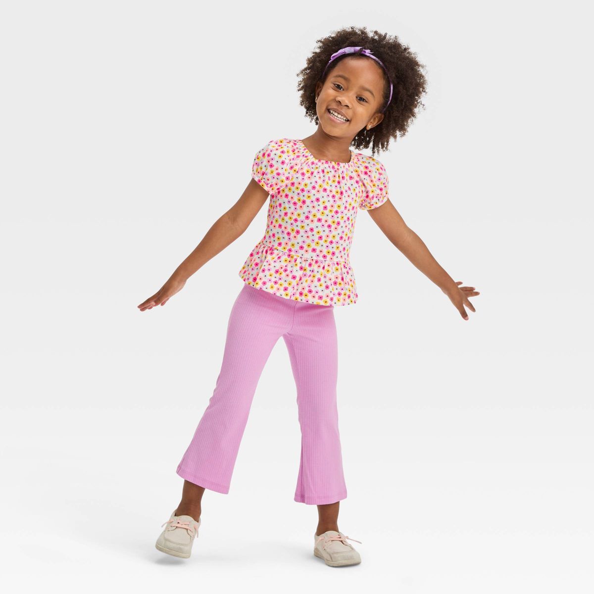 Toddler Girls' Floral Top & Leggings Set - Cat & Jack™ Purple | Target