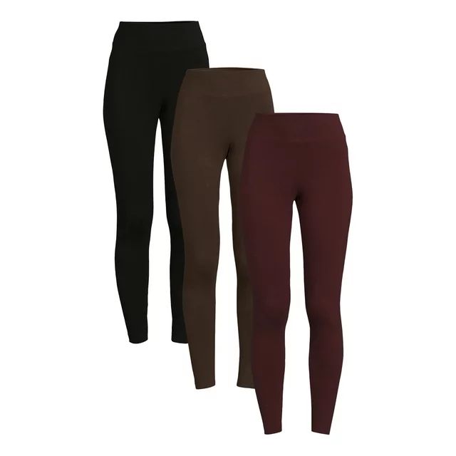 Time and Tru Women's High Rise Knit Leggings, 3-Pack, 27" Inseam, Sizes XS-XXXL | Walmart (US)