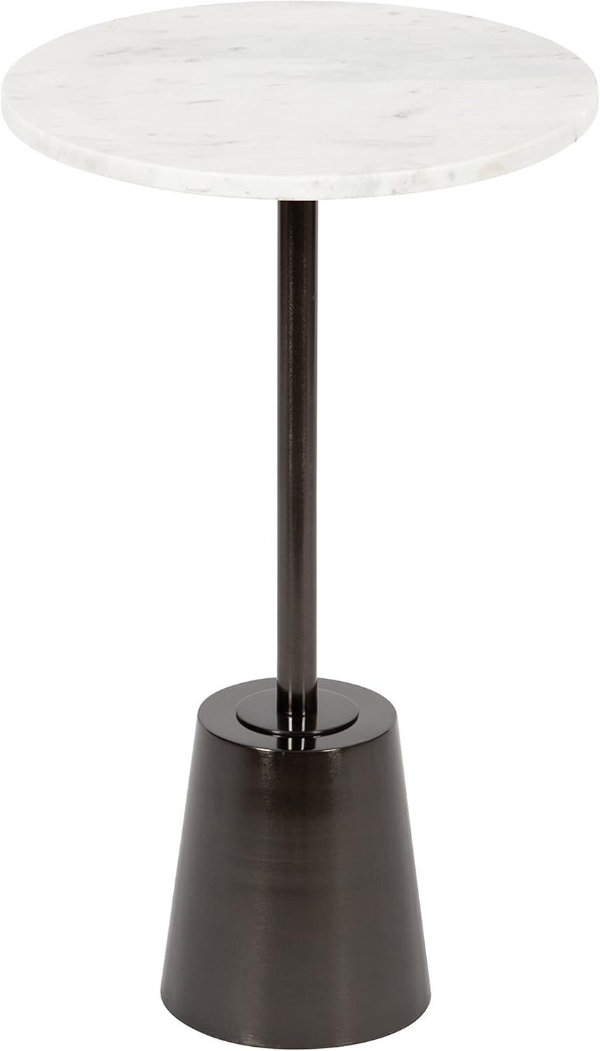 Kate and Laurel Tira Round Side Table, 14 x 14 x 24, White and Gray, Decorative Pedestal Style En... | Amazon (US)