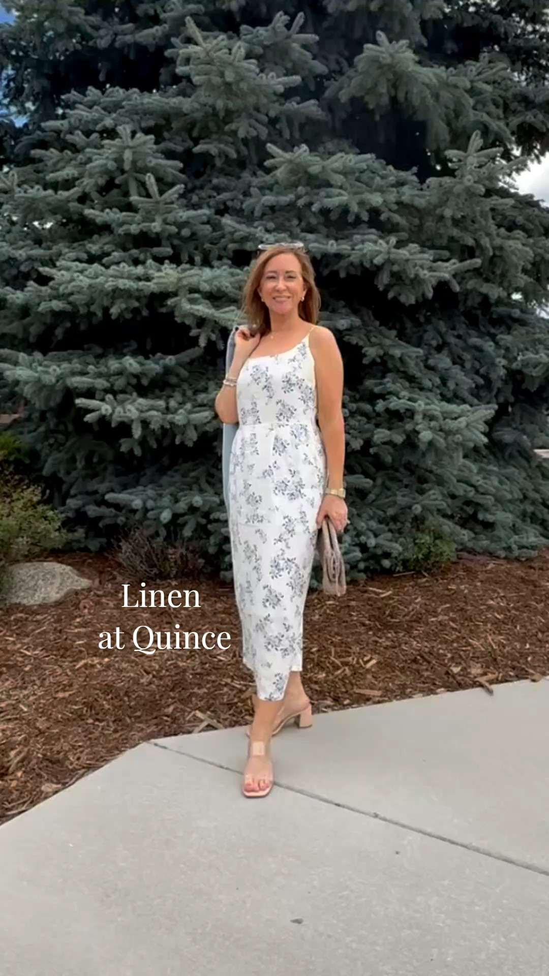 Say hello to my family summer dress💙. The print, pockets, adjustable shoulder straps & silhouette are perfect. 

For reference I am wearing a small. 
@Quince 
#quincepartner

#LTKOver40 #LTKPetite