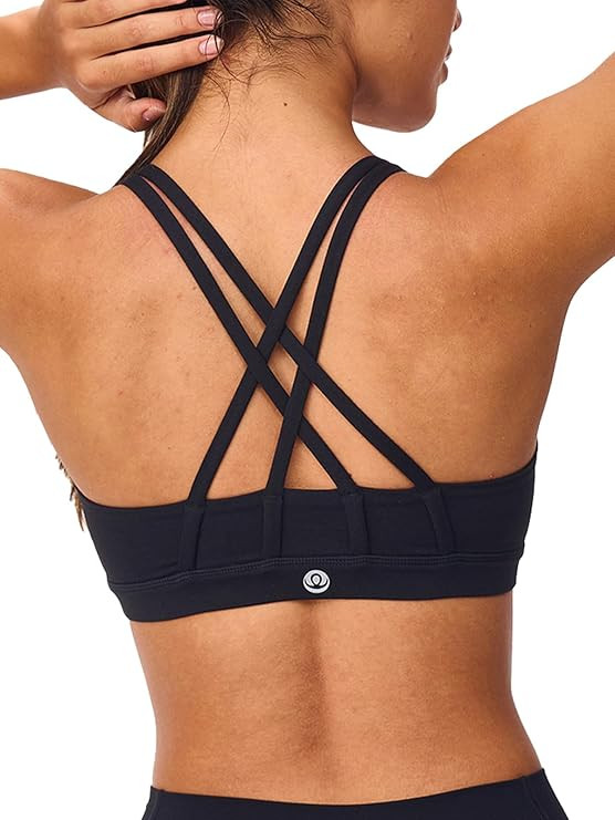 Women's Strappy Sports Bras Light Compression Crop Criss Cross Back Padded Workout Yoga Bra Suppo... | Amazon (US)