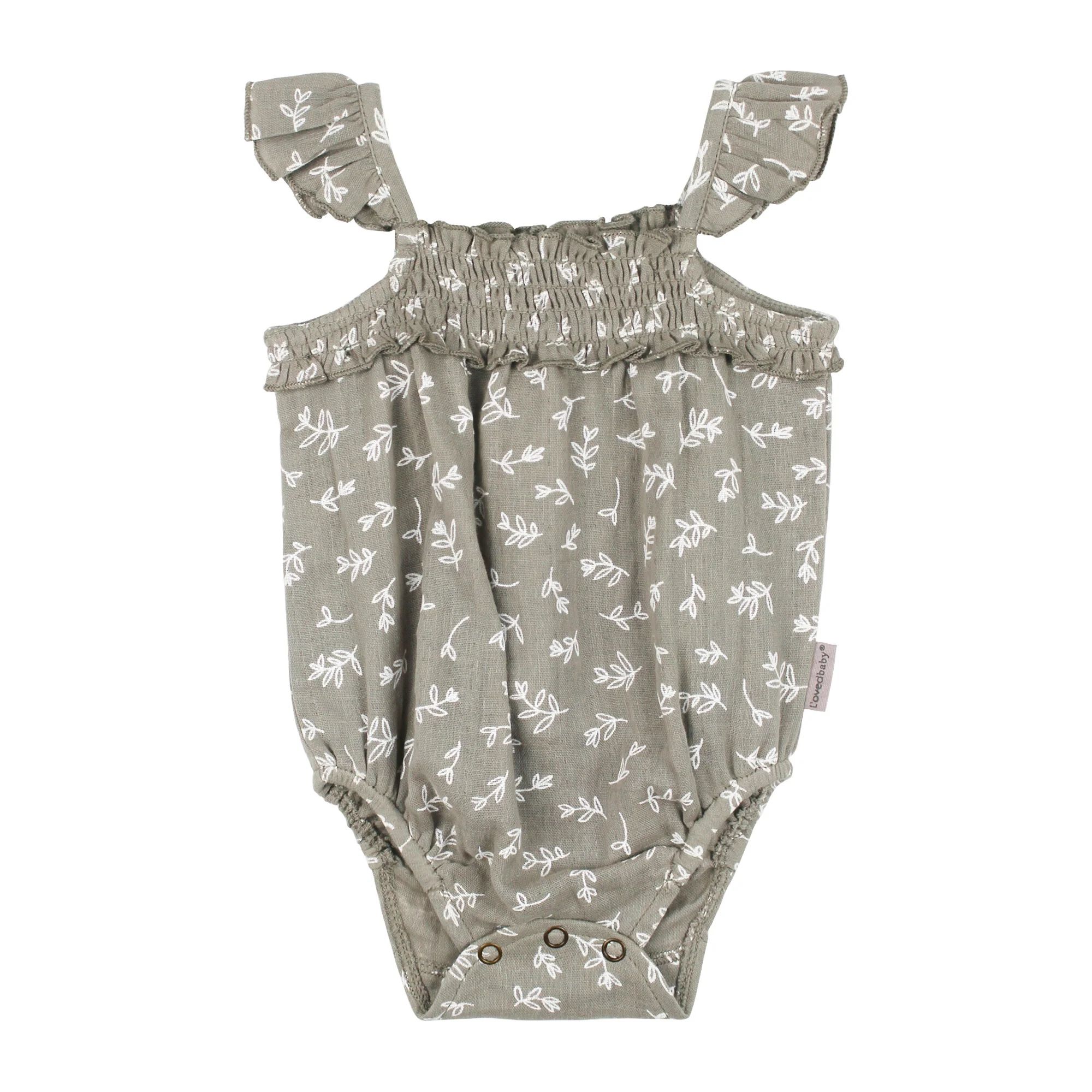 Organic Muslin Sleeveless Bodysuit in Fawn Leaves | L'ovedbaby