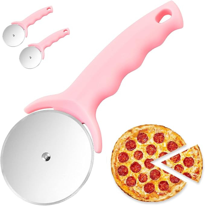 Pizza Cutter Wheel, 2 PCS Kitchen Premium Stainless Steel Pink Pizza Cutter, Super Sharp Blade Pi... | Amazon (US)