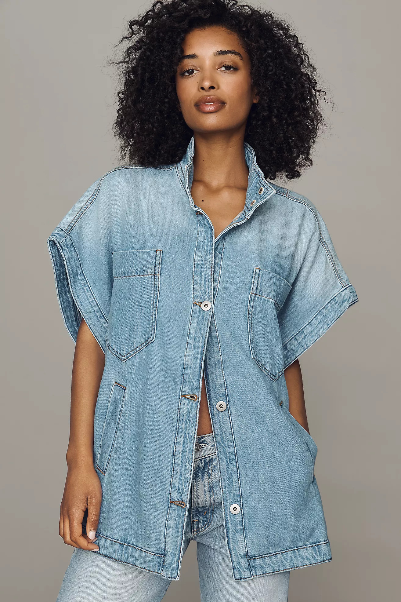 Pilcro Washed Cotton Blend Oversized Cape | Anthropologie (US)