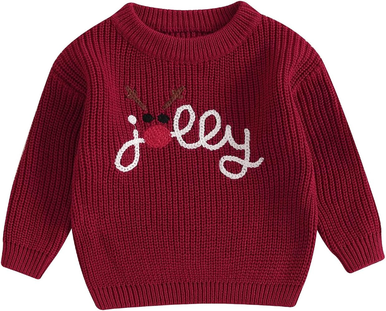 Toddler Baby Girl Knit Sweaters Oversized Long Sleeve Embroidery Shirt Top Newborn Infant Cute Fa... | Amazon (US)