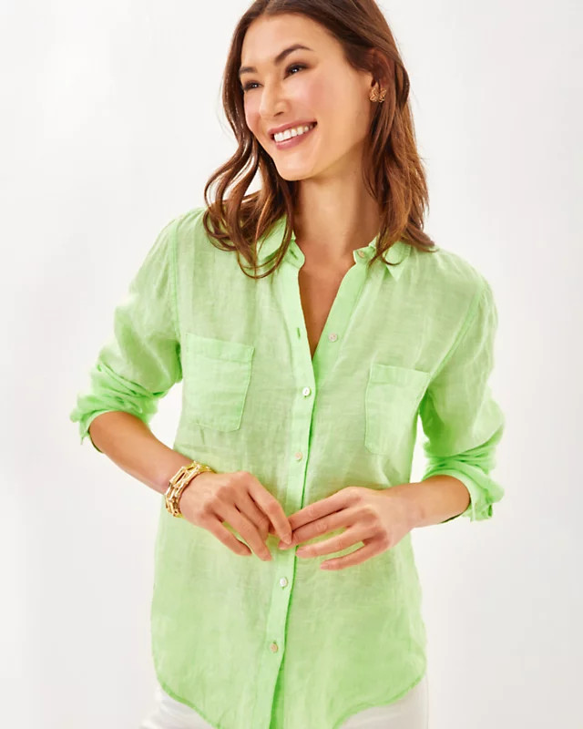 Sea View Linen Button Down Top | Lilly Pulitzer | Lilly Pulitzer