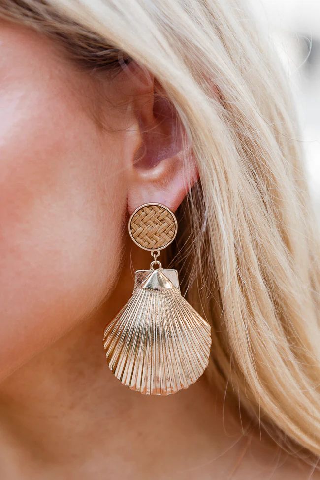 Gold Shell Earrings | Pink Lily