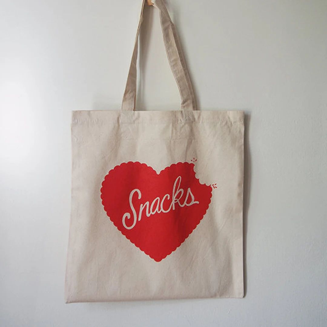 Snacks Heart Tote Bag - Etsy | Etsy (US)