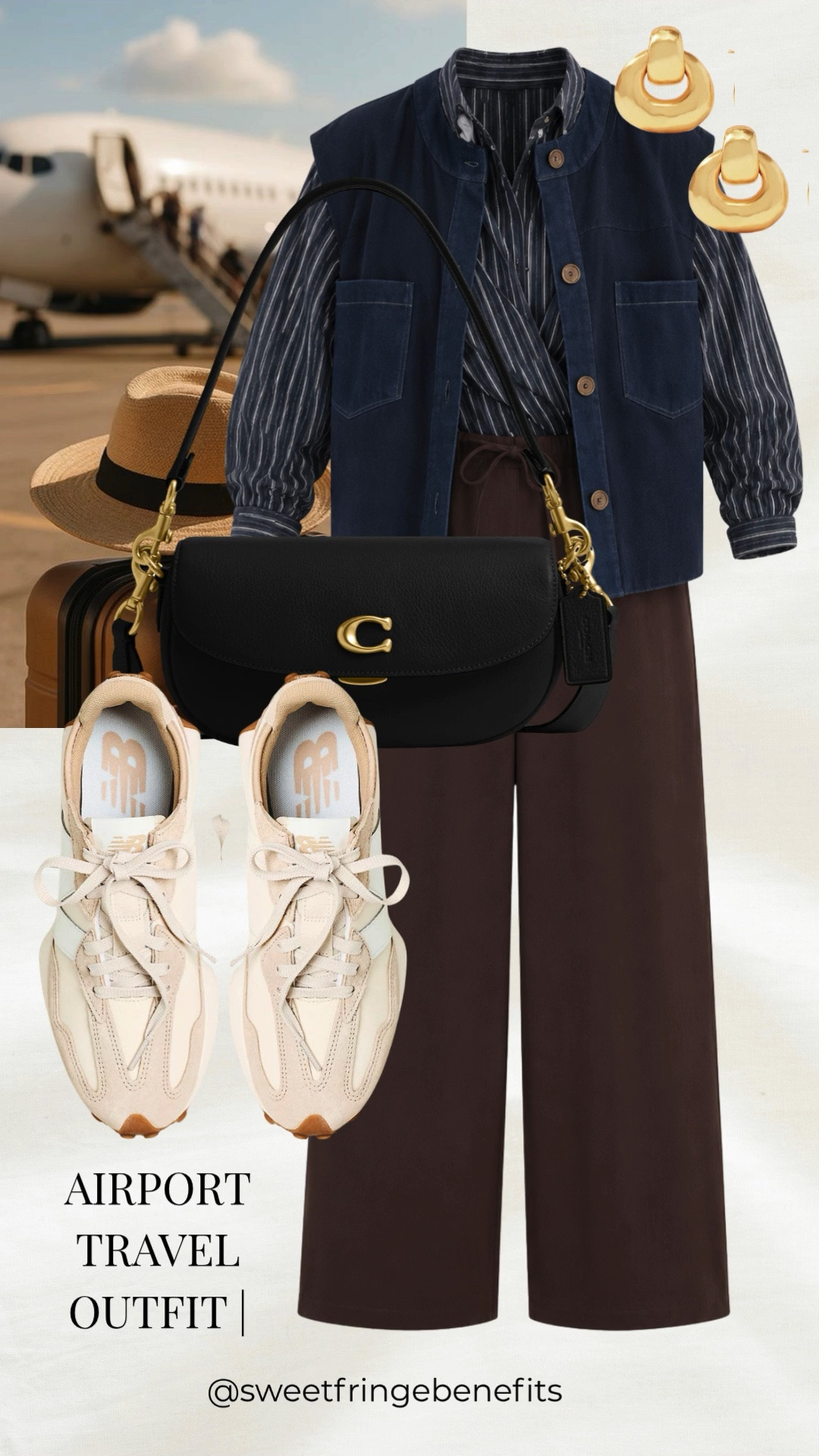 This travel outfit is comfortable, polished, and ready for wherever you’re headed. The lightweight utility vest adds just the right layer over a striped button-down, while the wide-leg pants and comfortable sneakers make long travel days easy without sacrificing style.

💡 LTK MADE EASY
❤️ Heart = Support my posts!
🔖 Save = Get sale & restock alerts
📋 Lists = Keep favorites organized
📲 Share = Send lists and products to a friend. Hello, Christmas List!
💬 Comment = Ask me anything about what I’m wearing.:-)

#LTKootd #LTKOver40 #LTKTravel