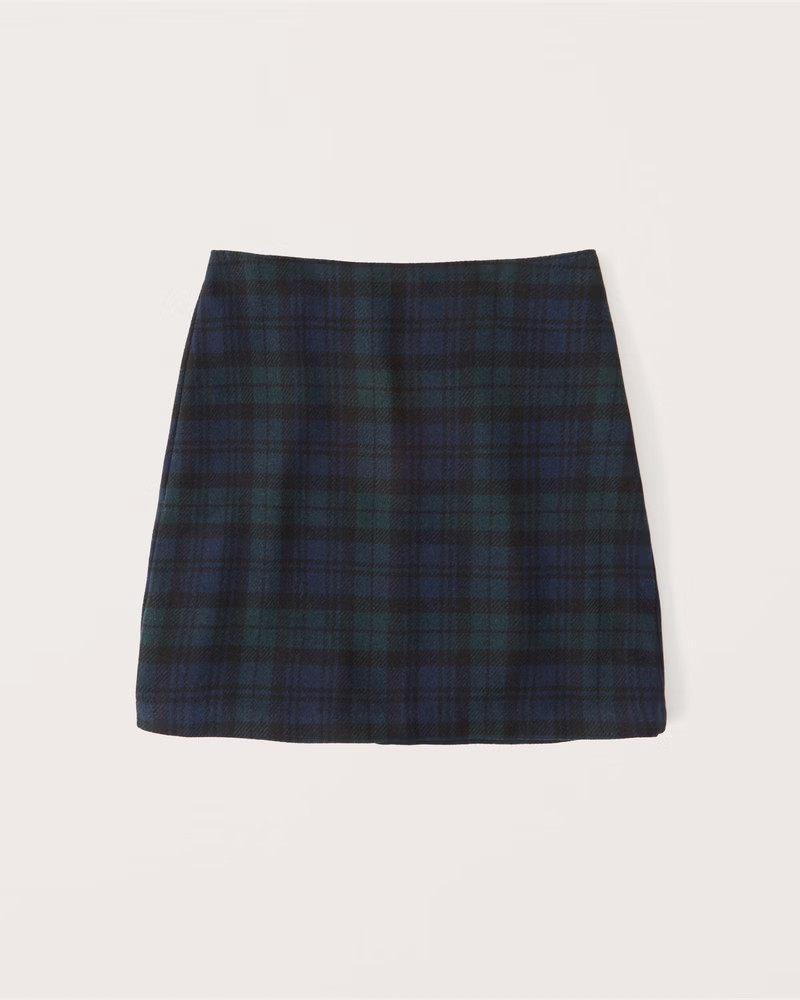 Wool-Blend Plaid Mini Skirt | Abercrombie & Fitch (US)