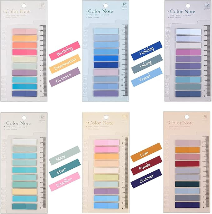 1200 Pieces Sticky Tabs, 60 Colors Book Tabs, Colorful Book Markers with Ruler for Index Callout,... | Amazon (US)