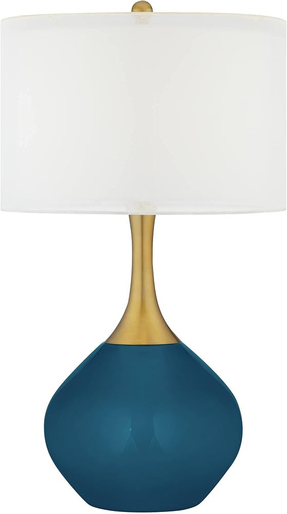 Color + Plus Nickki Brass 30 1/2" High Modern Oceanside Blue Table Lamp | Amazon (US)