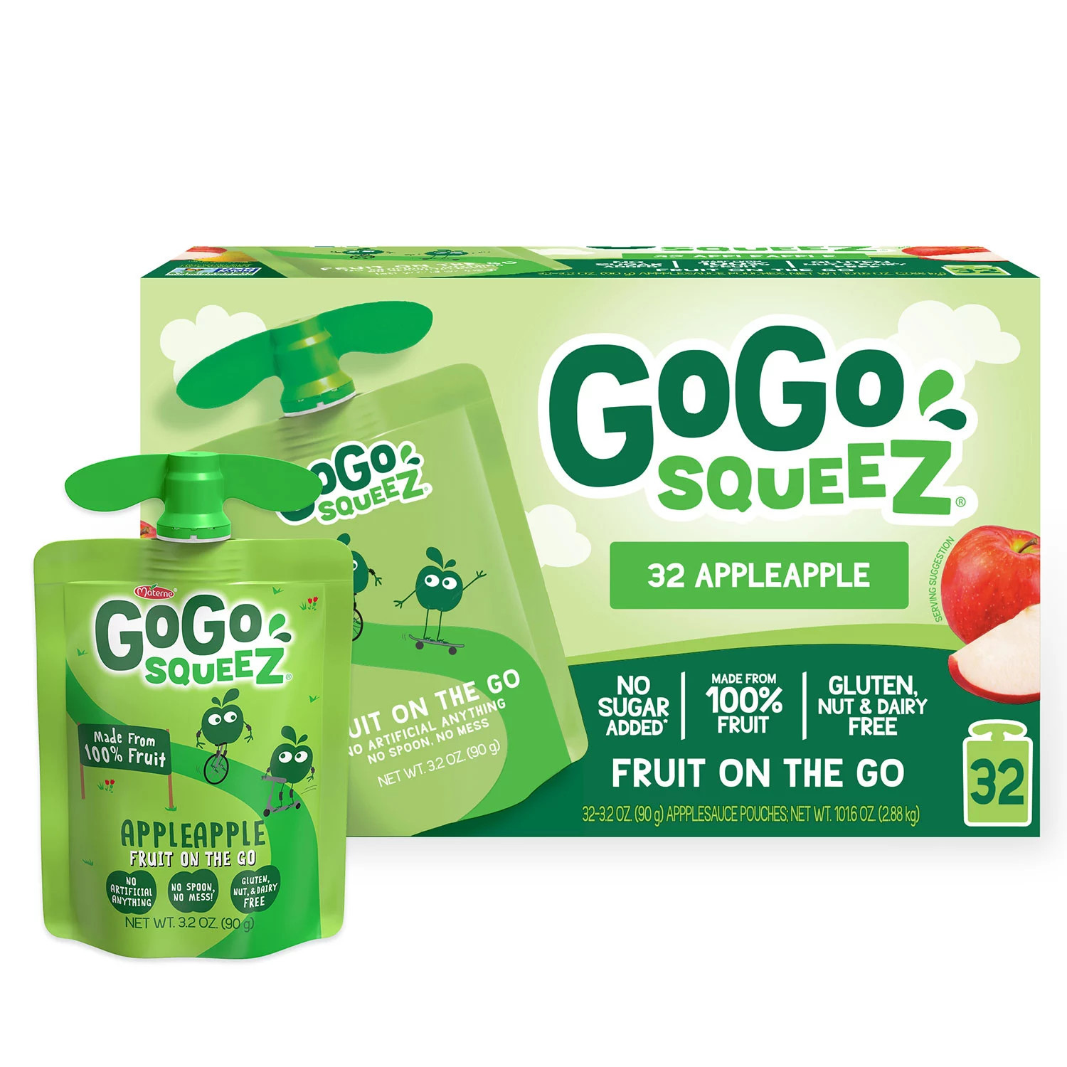 GoGo SqueeZ Applesauce Pouches, Apple Apple, 3.2 oz., 32 ct. | Sam's Club