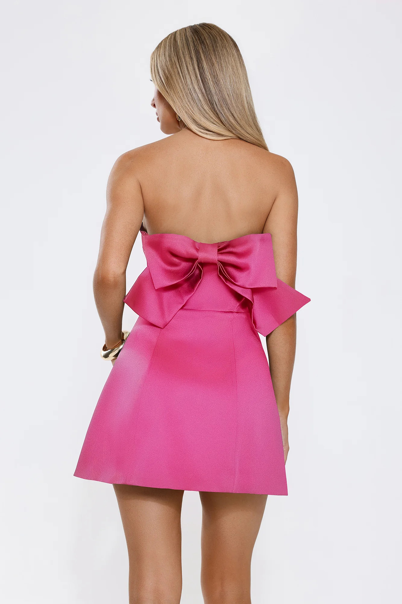 The Best Gift Satin Strapless Mini Dress Fuchsia | Hello Molly (US)