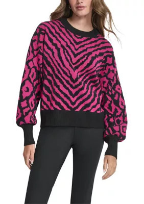 DKNY Women's Animal Print Sweater, Medium | Belk