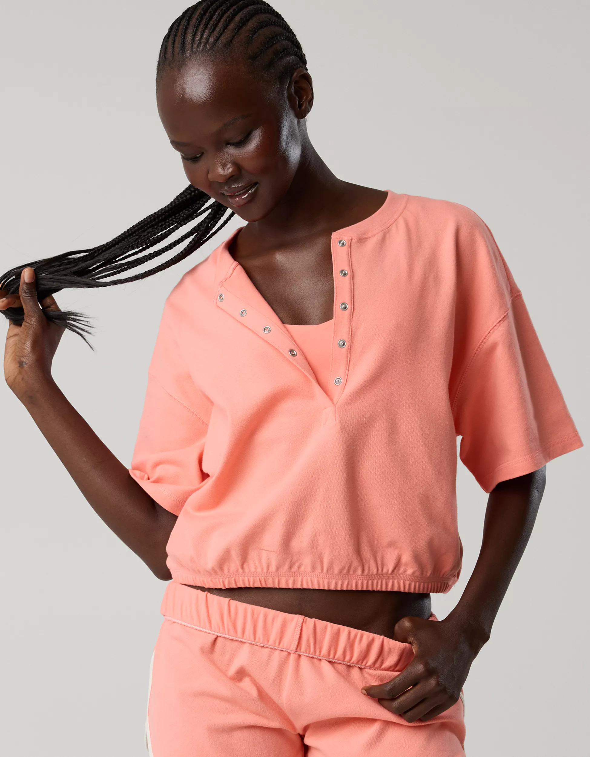 OFFLINE By Aerie Pique Henley Short Sleeve T-Shirt | Aerie