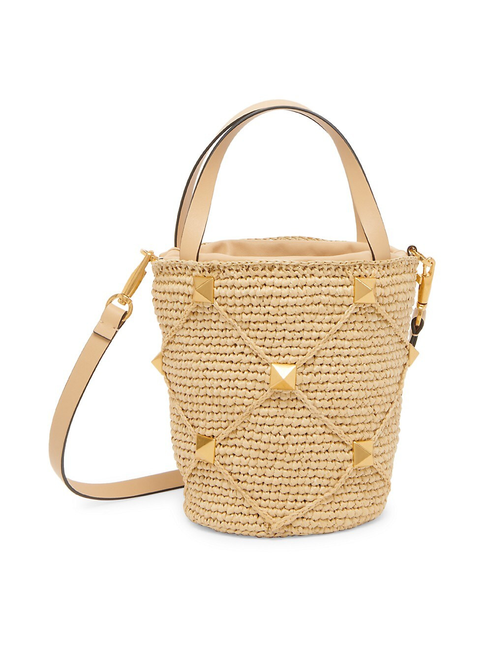 Roman Stud Raffia Bucket Bag | Saks Fifth Avenue