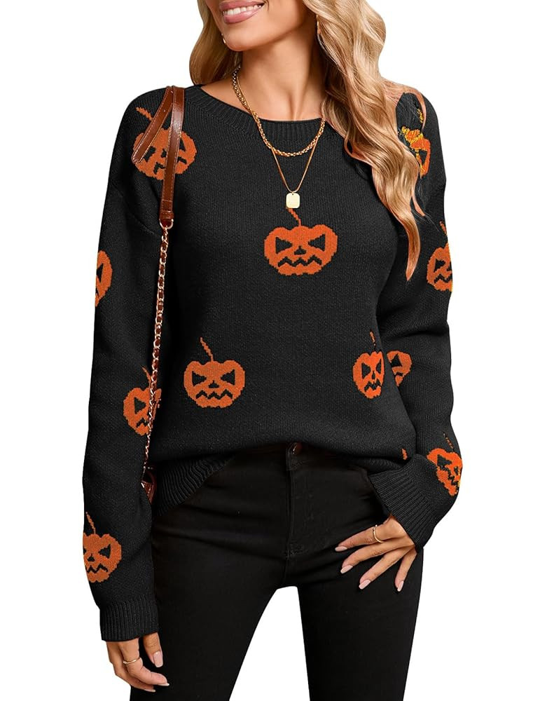 Women's Cute Hearts Pullover Sweaters Long Sleeve Crew Neck Casual Knit Sweater | Amazon (US)