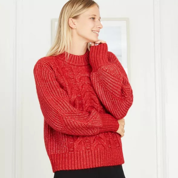 Women's Crewneck Cable Stitch Pullover Sweater - A New Day™ | Target