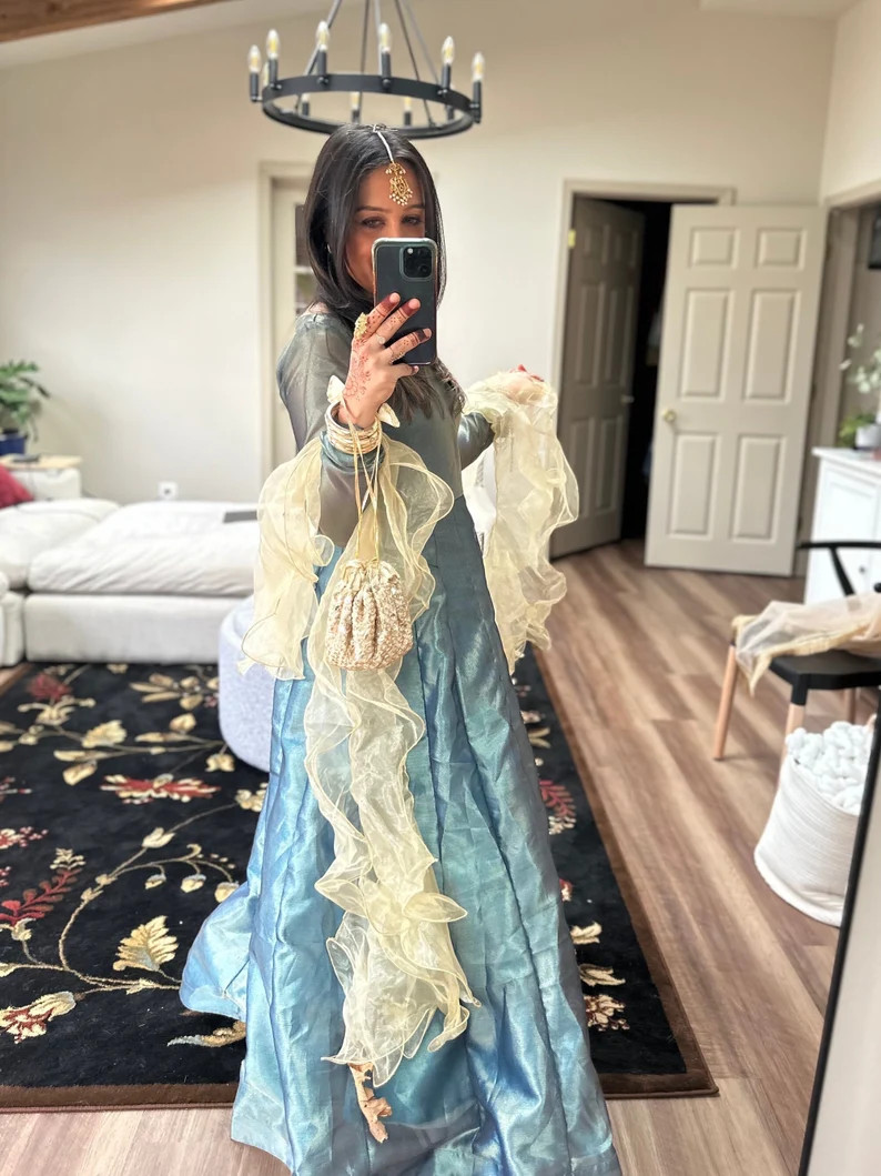 Dupatta Ruffle Frilly Volume Statement Pakistani Indian Bengali Desi South Asian - Etsy | Etsy (US)